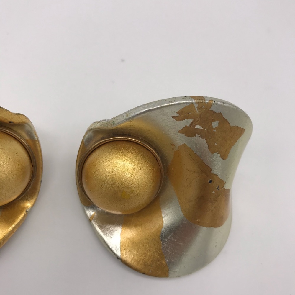 WONDERFUL 1980'S VINTAGE SILVER GOLD Earrings - Picture 4 of 7